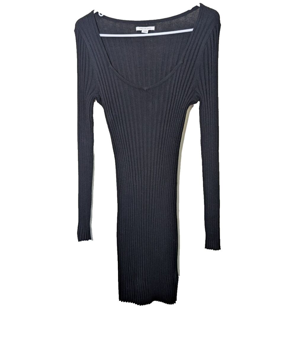 American Eagle Women's Bodycon Dress Black Ribbed Knit Minimalist Small